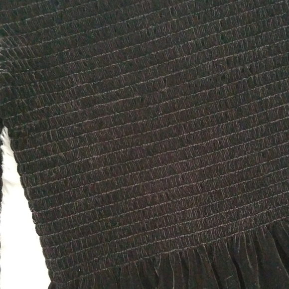 Scripted Black Puckered Velvet Bell Sleeve Top - Picture 3 of 5